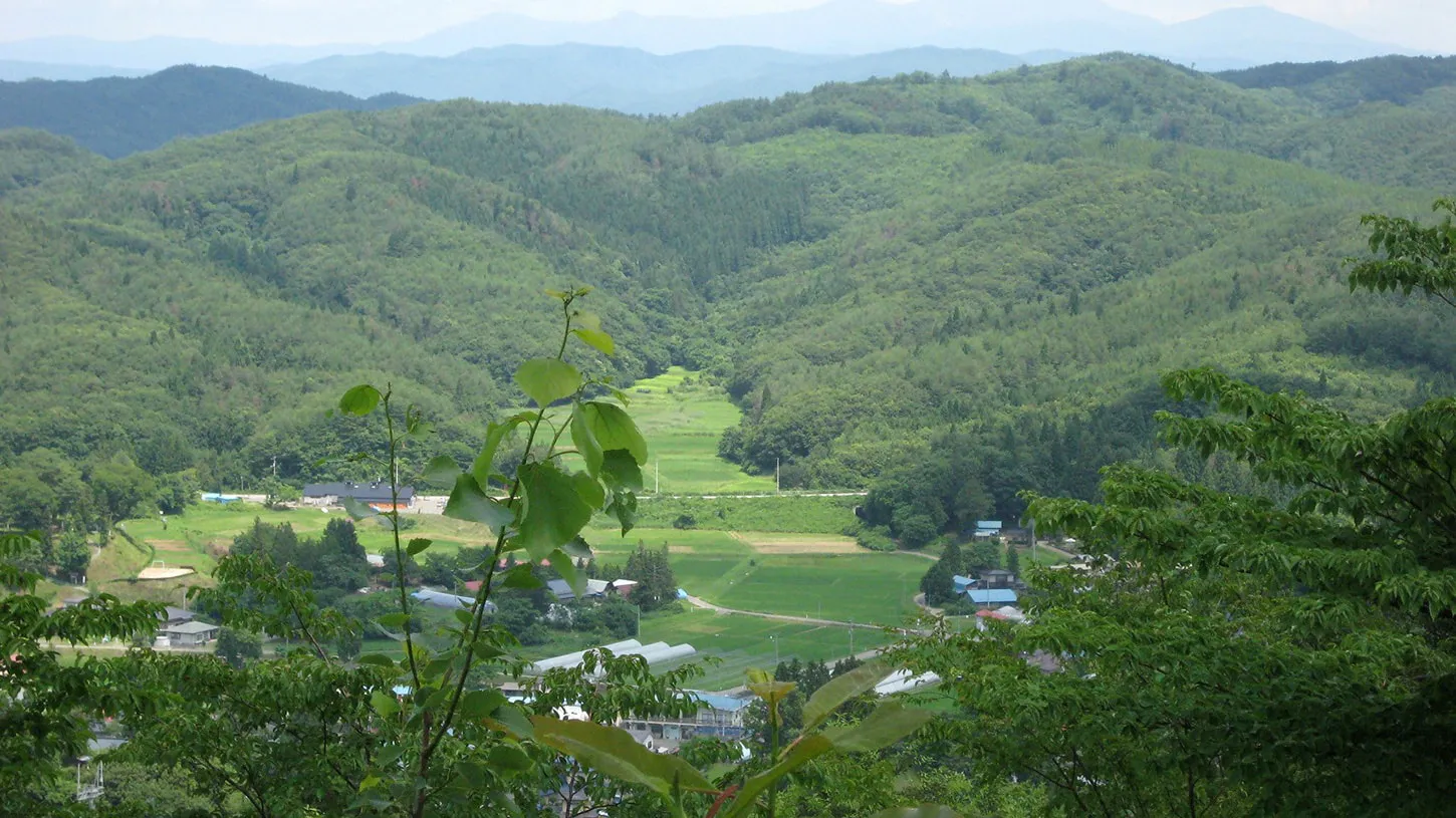 口内の山と田園風景