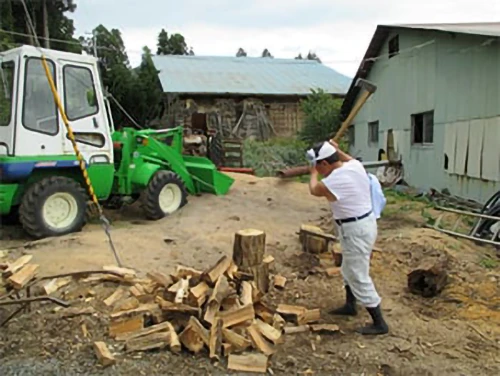 薪割りの様子